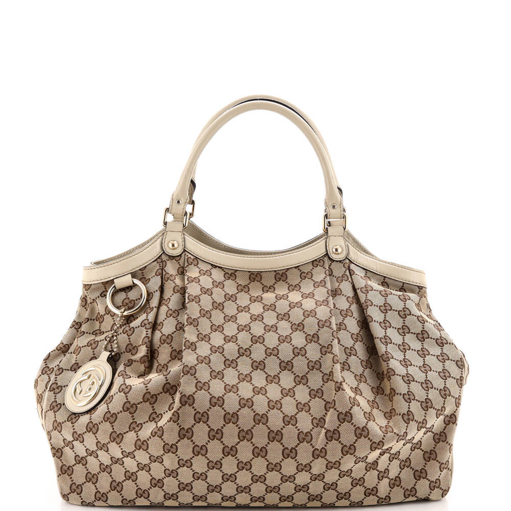 Gucci Large Sukey Tote GG Canvas with Leather